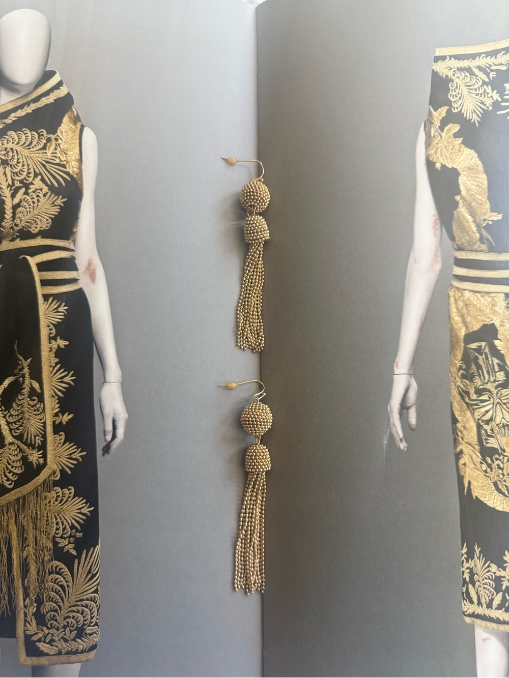 Gold Beaded Tassel Drop Earrings - Picture 4 of 5